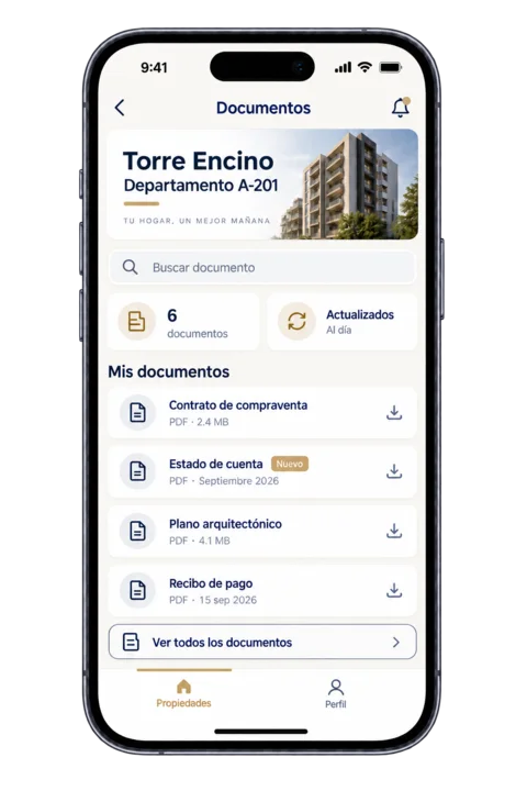 Documentos en la app móvil de Devio